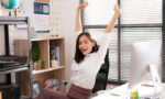woman happy at work