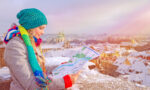 Woman winter travel